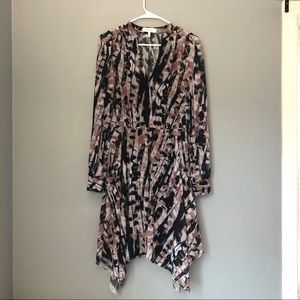 Reiss RN114836 long sleeve blush watercolor dress
